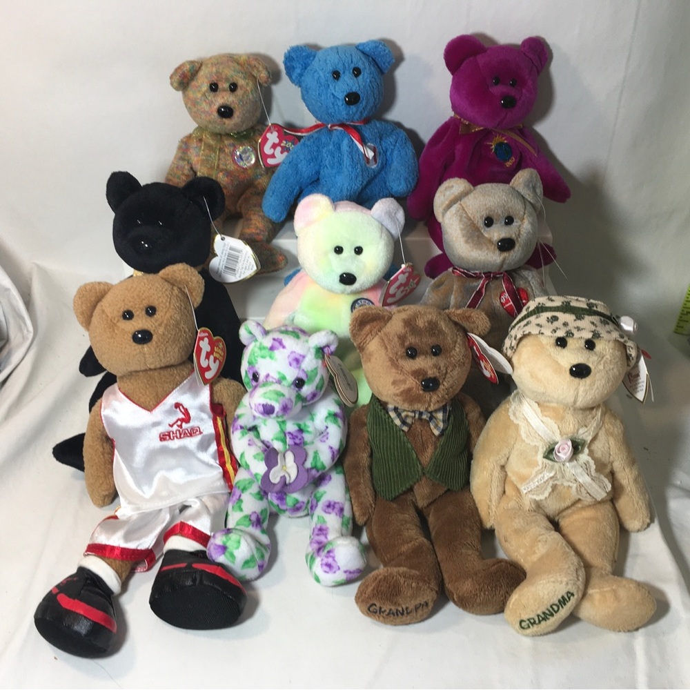 Ty Beanie Baby Bears Lot Of 10 Vintage Plush Y2K Collectible Plush Shaq Nana End